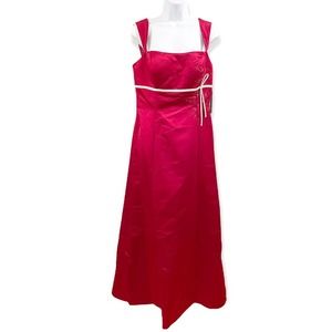 Bill Levkoff Red Bridesmaid Event Dress Style 652 Champagne Bow NWT Size 12